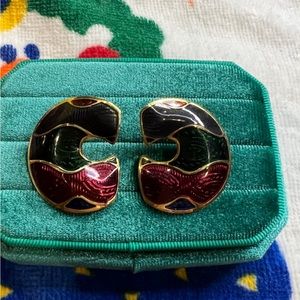 Vintage Berebi Enamel pierced Earrings